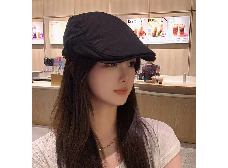 British Retro Forward Hat Sunshade Cap Big Head Showing Face Small Fashion All-match Hat Solid Color Trendy Cap — feature 17