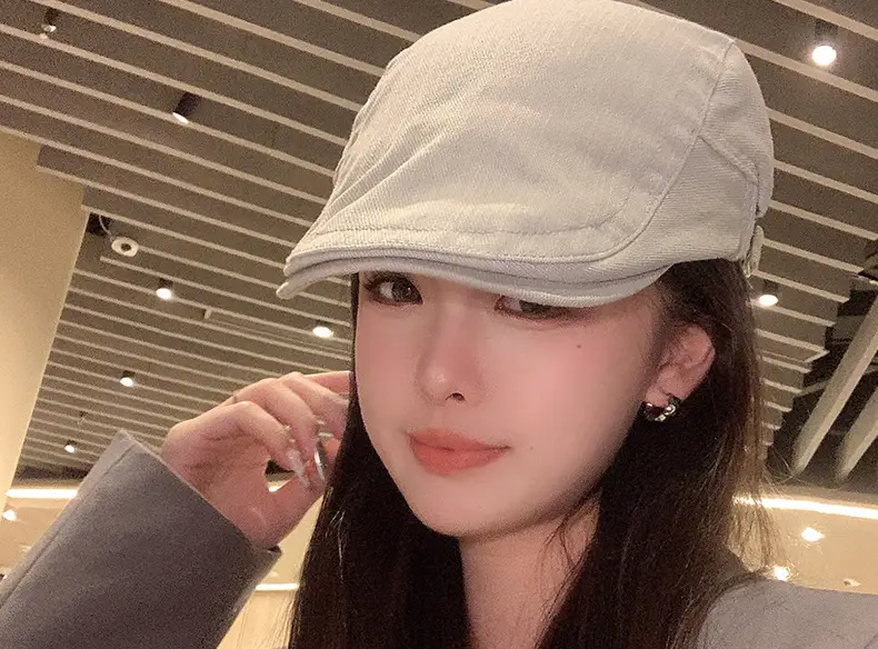 British Retro Forward Hat Sunshade Cap Big Head Showing Face Small Fashion All-match Hat Solid Color Trendy Cap — feature 19
