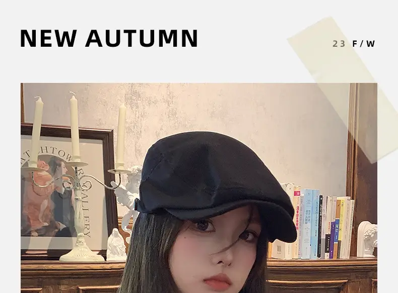 British Retro Forward Hat Sunshade Cap Big Head Showing Face Small Fashion All-match Hat Solid Color Trendy Cap — feature 2