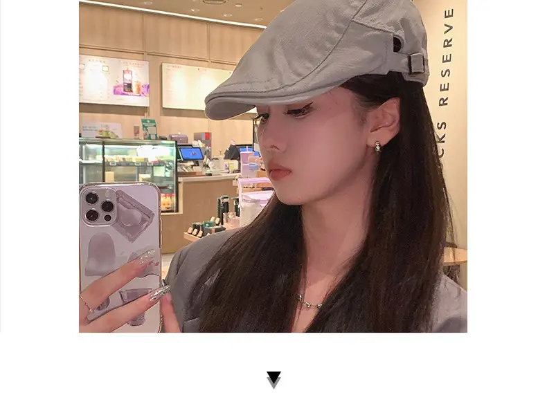 British Retro Forward Hat Sunshade Cap Big Head Showing Face Small Fashion All-match Hat Solid Color Trendy Cap — feature 21