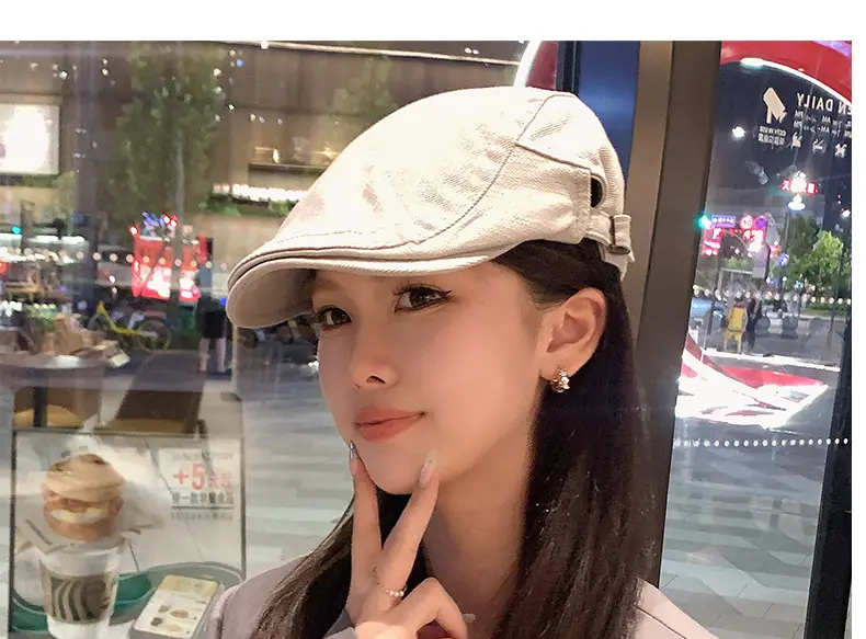 British Retro Forward Hat Sunshade Cap Big Head Showing Face Small Fashion All-match Hat Solid Color Trendy Cap — feature 22