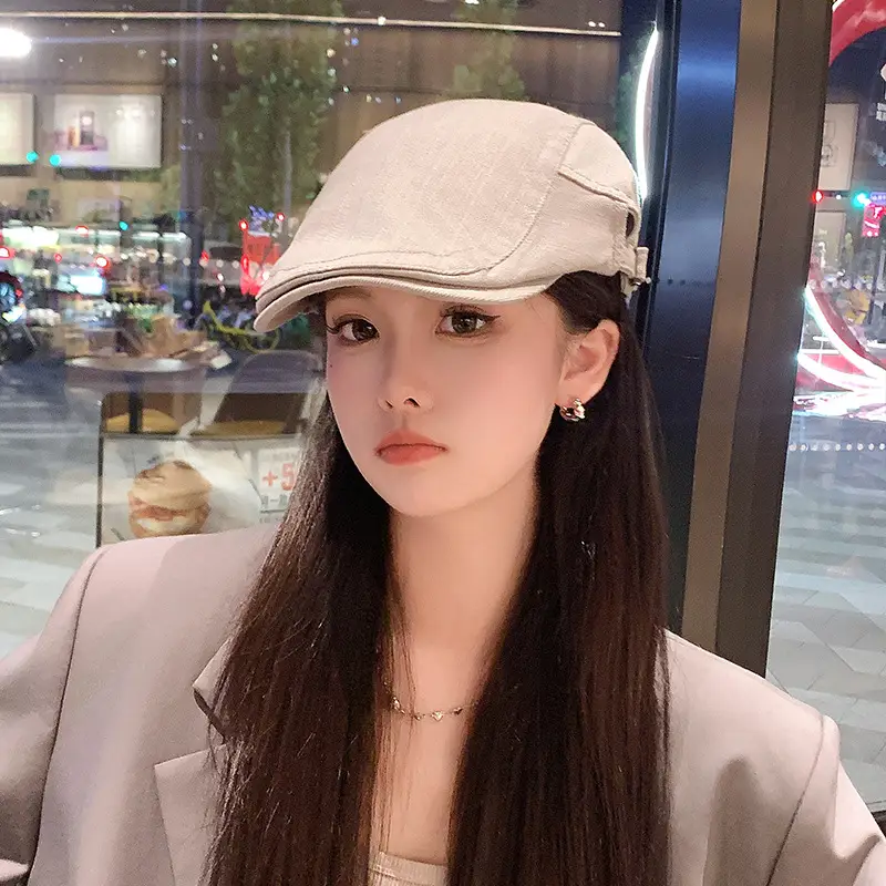 British Retro Forward Hat Sunshade Cap Big Head Showing Face Small Fashion All-match Hat Solid Color Trendy Cap