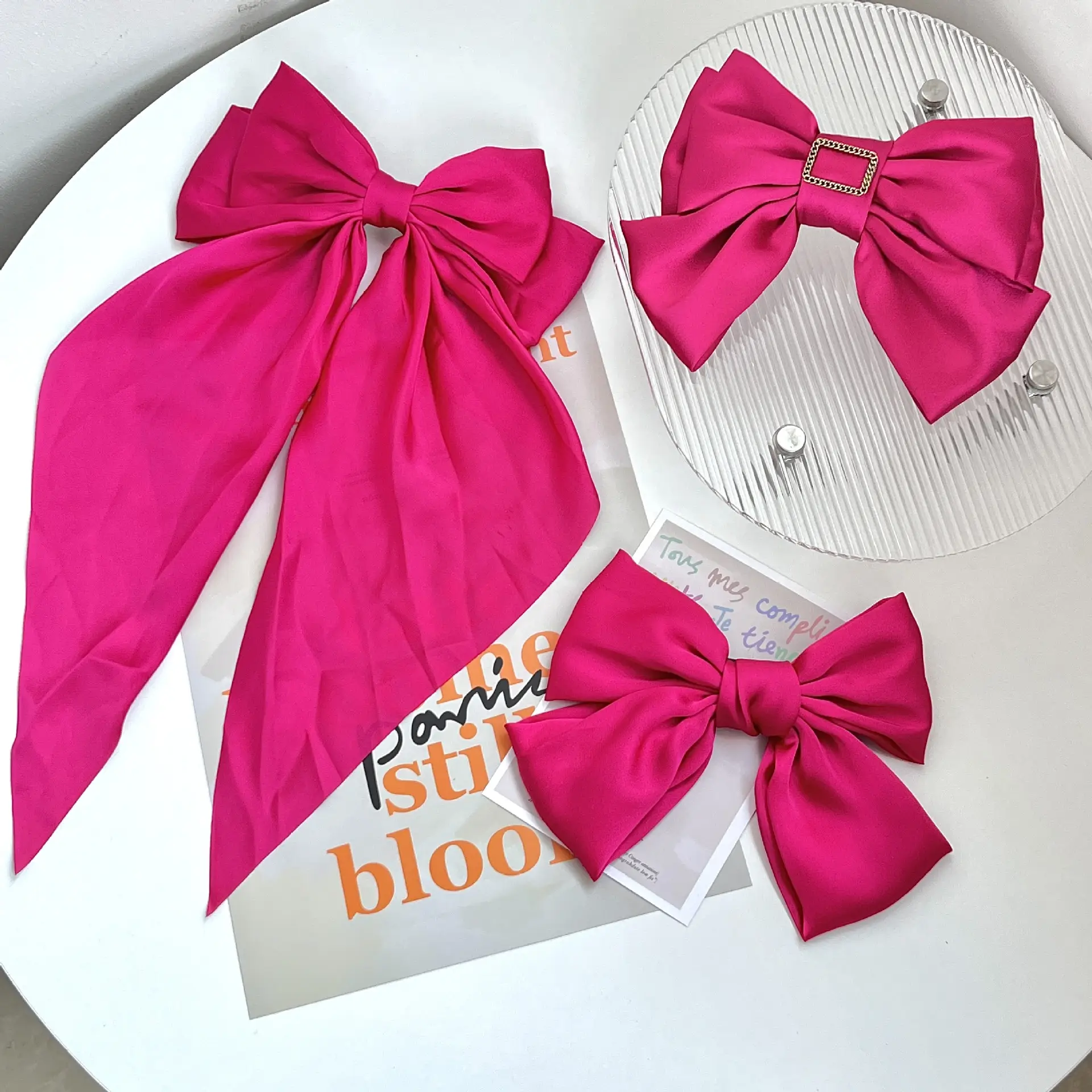 Freud Rose Red Bow Hairpin Clip