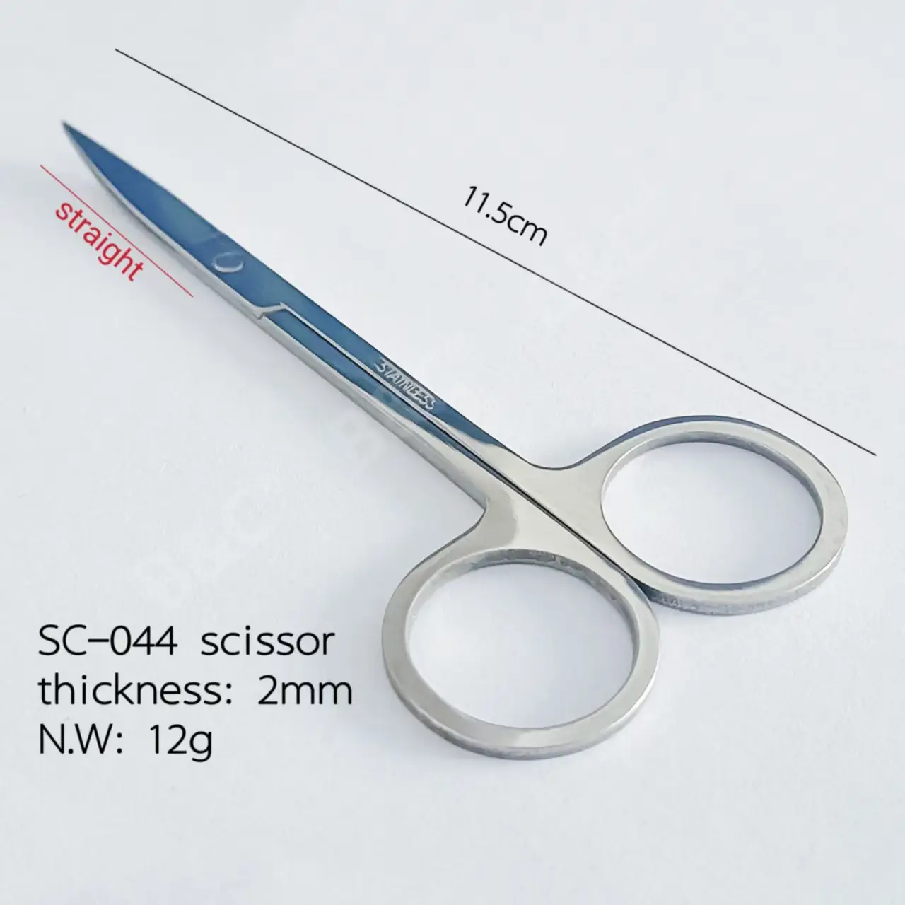 Meidian Stainless Steel Eyebrow Scissors 11.5cm
