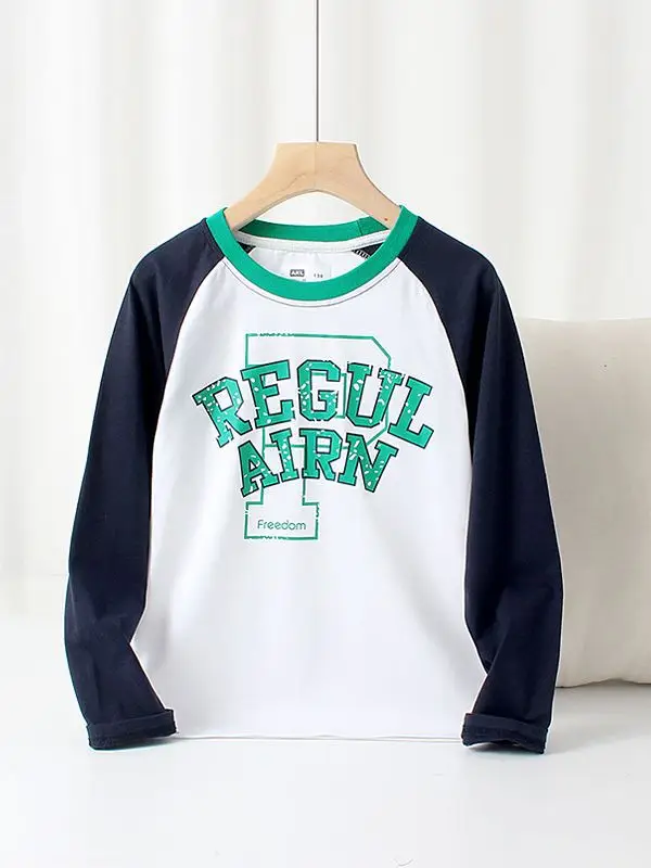 Kids Regal Print Long Sleeve T-Shirt White Blue