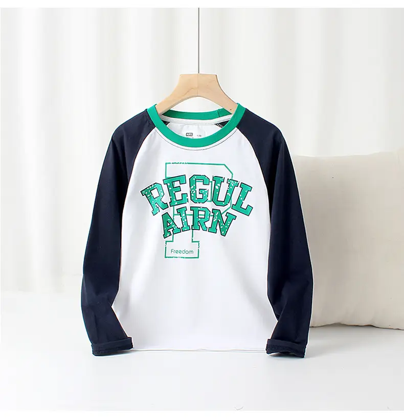 Kids Regal Print Long Sleeve T-Shirt White Blue — feature 39