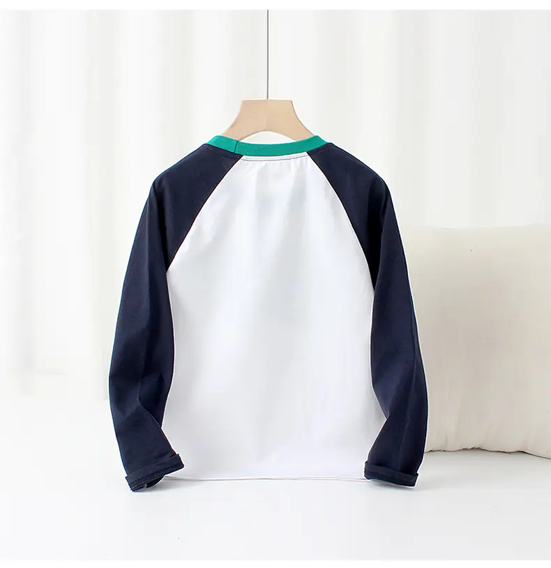 Kids Regal Print Long Sleeve T-Shirt White Blue — feature 40