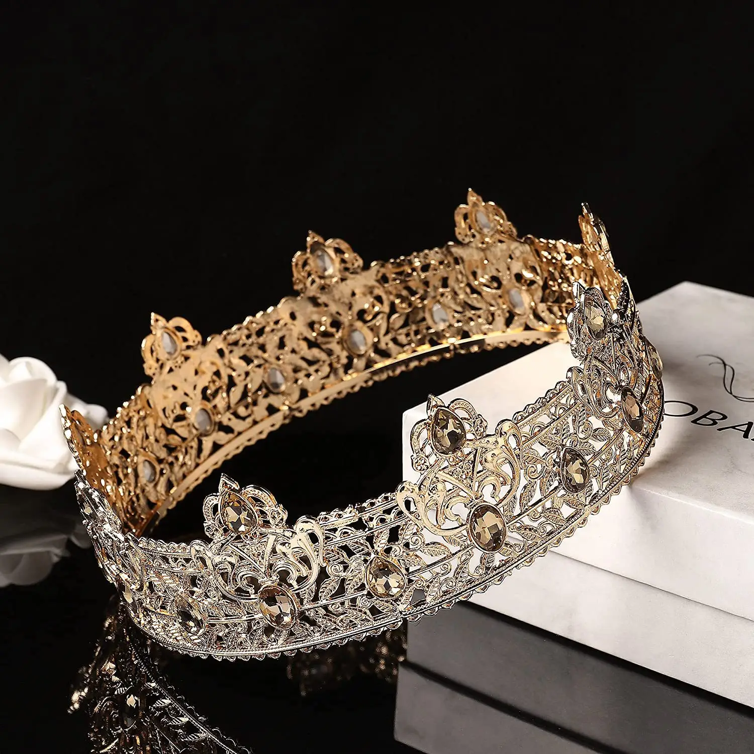 Men's Golden Crown Headdress for Birthday & Stage Use