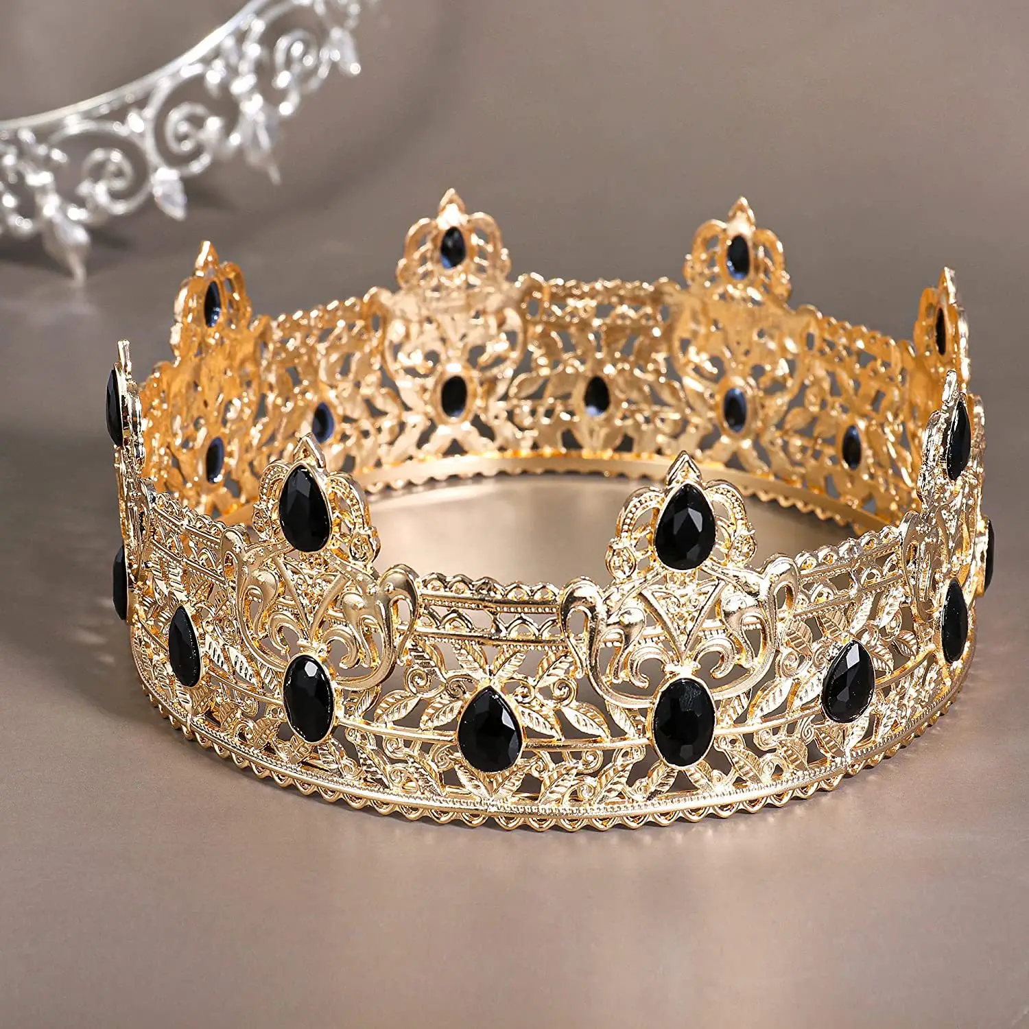 Men's Golden Crown Headdress for Birthday & Stage Use