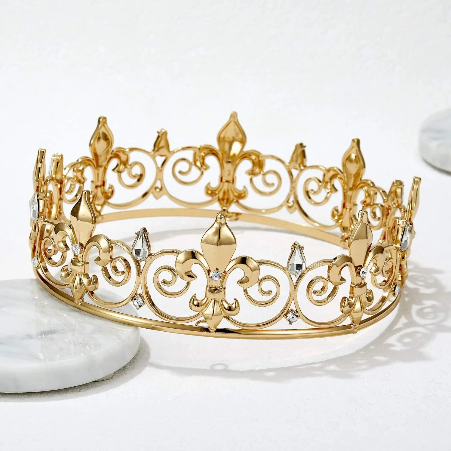 Men's Golden Crown Headdress for Birthday & Stage Use