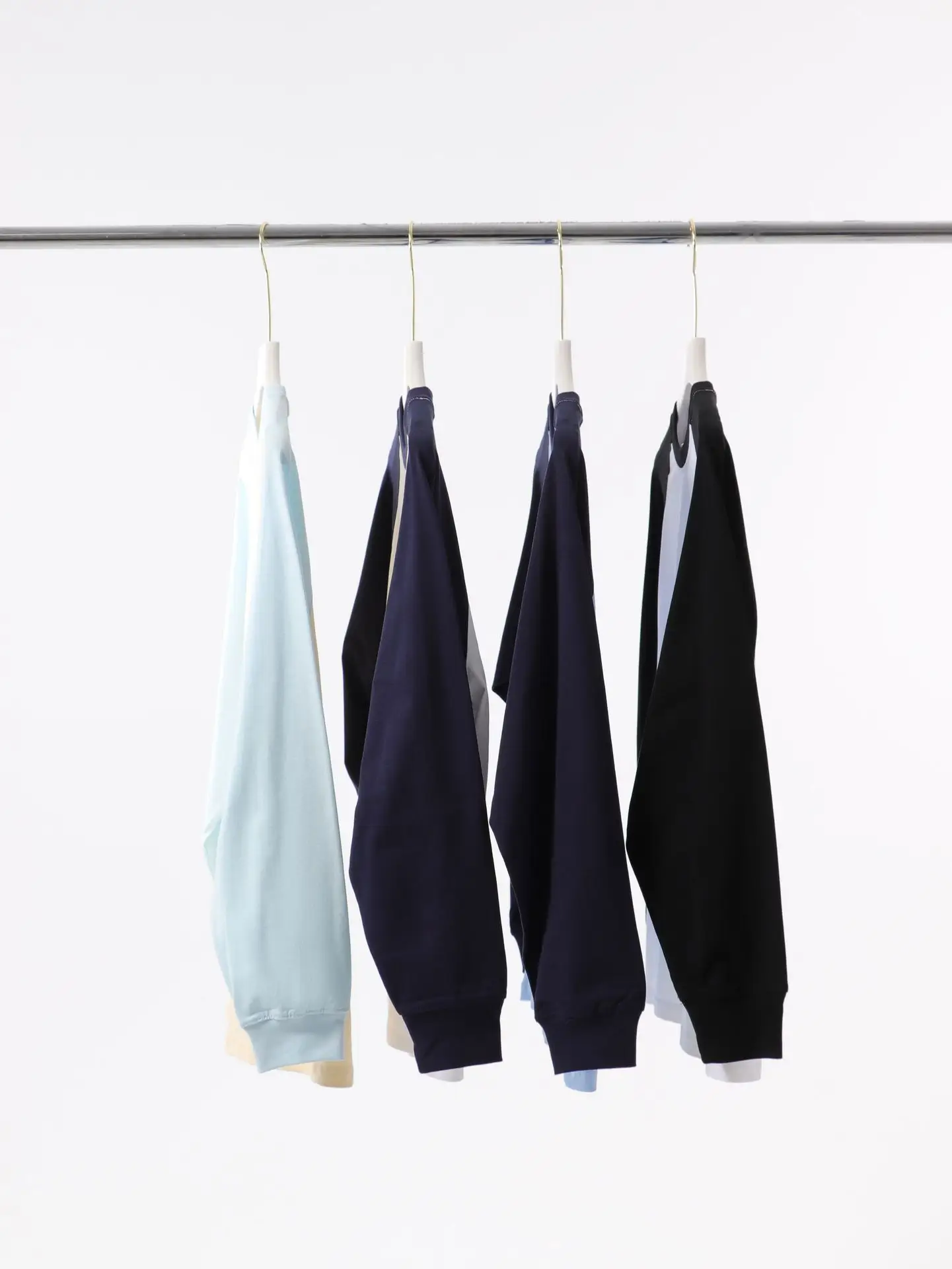 Men Cotton T-Shirt Light Blue Beige Sleeve Design