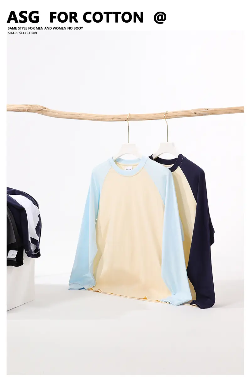 Men Cotton T-Shirt Light Blue Beige Sleeve Design — feature 7