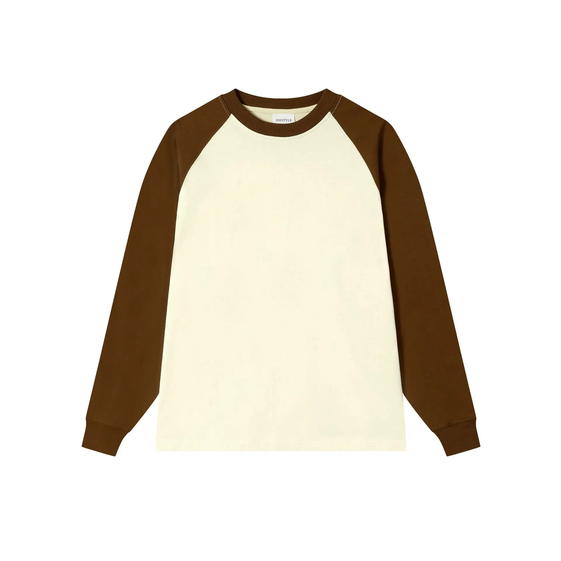 Men Cotton T-Shirt Light Blue Beige Sleeve Design
