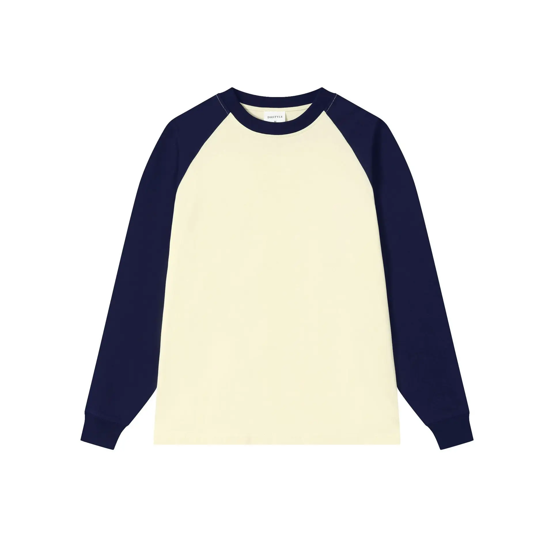 Men Cotton T-Shirt Light Blue Beige Sleeve Design