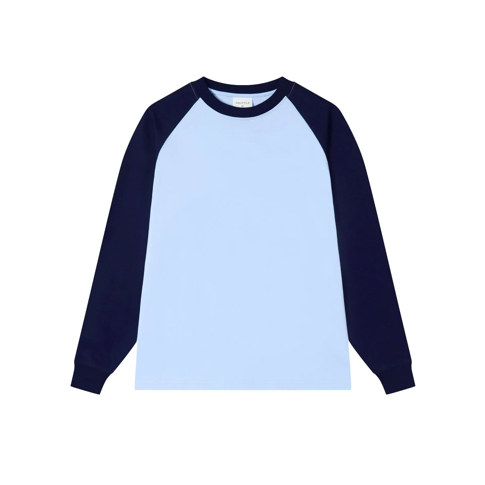 Men Cotton T-Shirt Light Blue Beige Sleeve Design