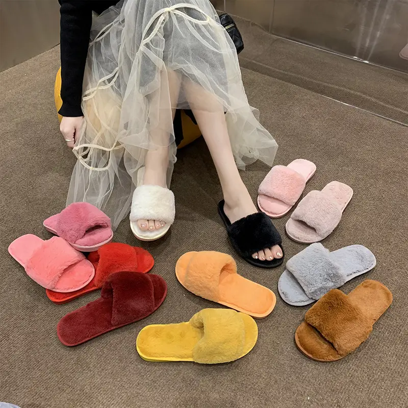 Women's Furry Slippers for Spring and Autumn 2026 New Style Cotton Slippers for Home Indoor Fashion Warm Floor Cotton Slippers for Women