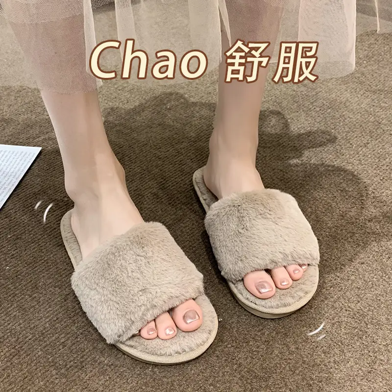 Women's Furry Slippers for Spring and Autumn 2026 New Style Cotton Slippers for Home Indoor Fashion Warm Floor Cotton Slippers for Women