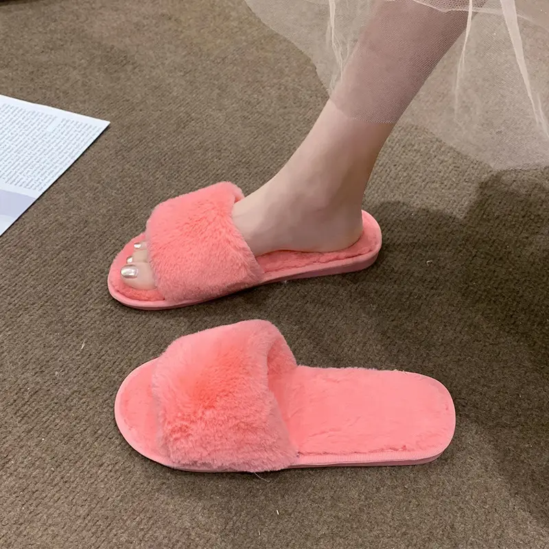 Women's Furry Slippers for Spring and Autumn 2026 New Style Cotton Slippers for Home Indoor Fashion Warm Floor Cotton Slippers for Women