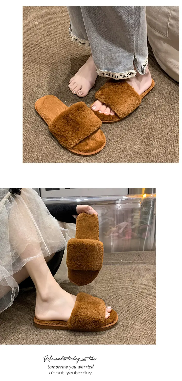 Women's Furry Slippers for Spring and Autumn 2026 New Style Cotton Slippers for Home Indoor Fashion Warm Floor Cotton Slippers for Women — feature 21