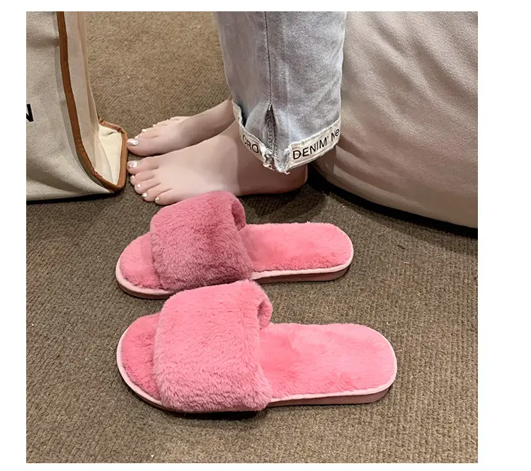 Women's Furry Slippers for Spring and Autumn 2026 New Style Cotton Slippers for Home Indoor Fashion Warm Floor Cotton Slippers for Women — feature 25
