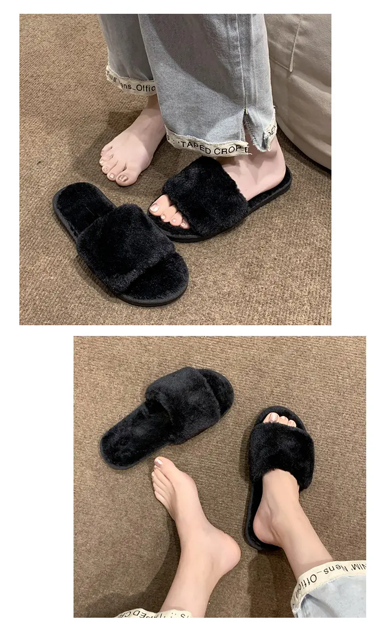 Women's Furry Slippers for Spring and Autumn 2026 New Style Cotton Slippers for Home Indoor Fashion Warm Floor Cotton Slippers for Women — feature 40