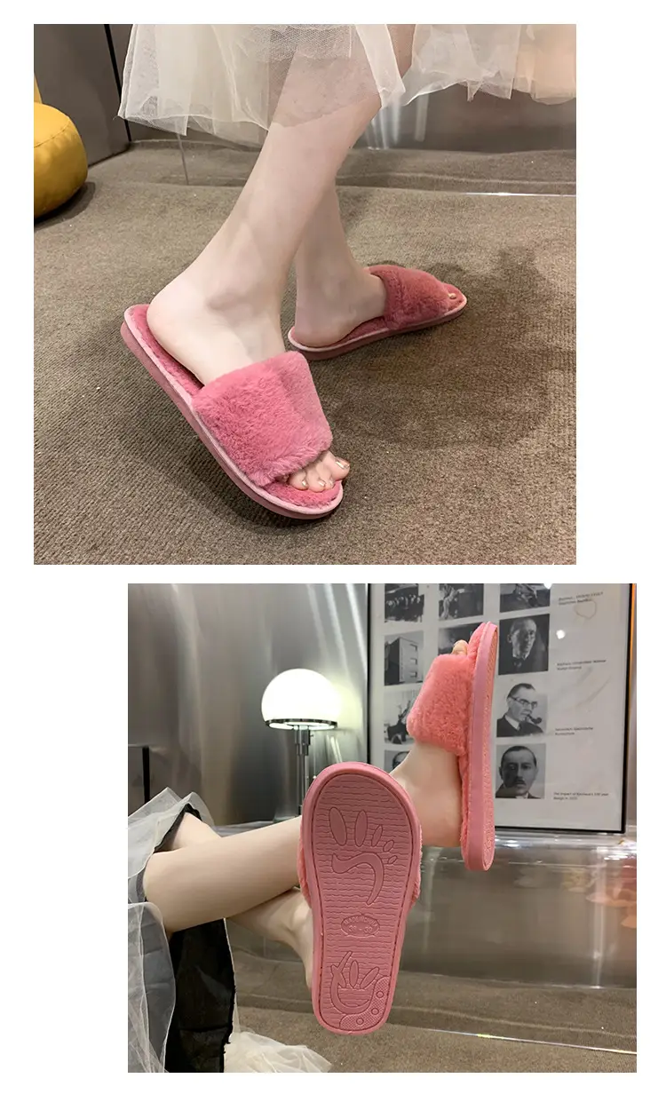 Women's Furry Slippers for Spring and Autumn 2026 New Style Cotton Slippers for Home Indoor Fashion Warm Floor Cotton Slippers for Women — feature 7
