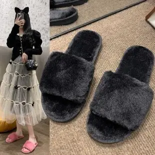 Women's Furry Slippers for Spring and Autumn 2026 New Style Cotton Slippers for Home Indoor Fashion Warm Floor Cotton Slippers for Women