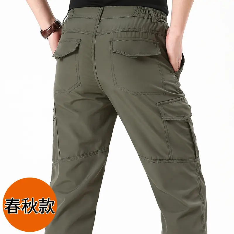 Men Navy Blue Multi-Flap Pocket Pants Quick-Drying - Image 6