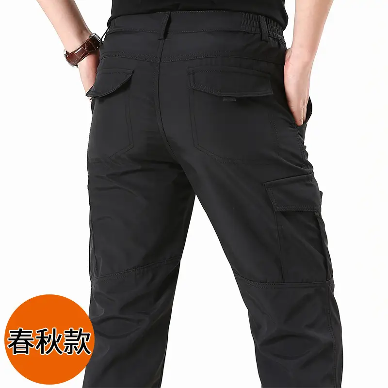 Men Navy Blue Multi-Flap Pocket Pants Quick-Drying - Image 7