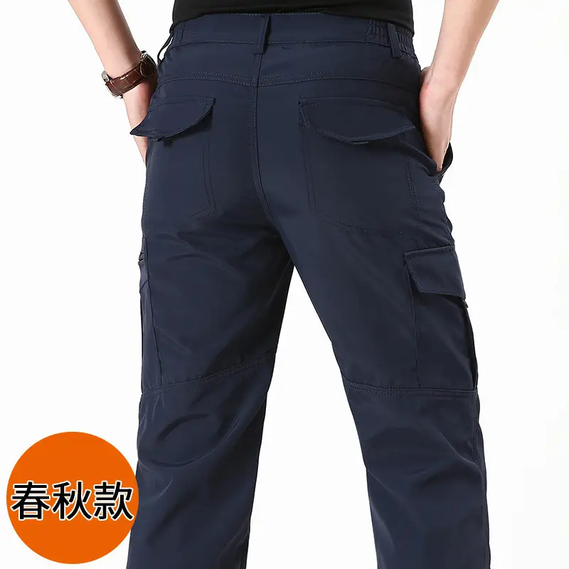 Men Navy Blue Multi-Flap Pocket Pants Quick-Drying - Image 8