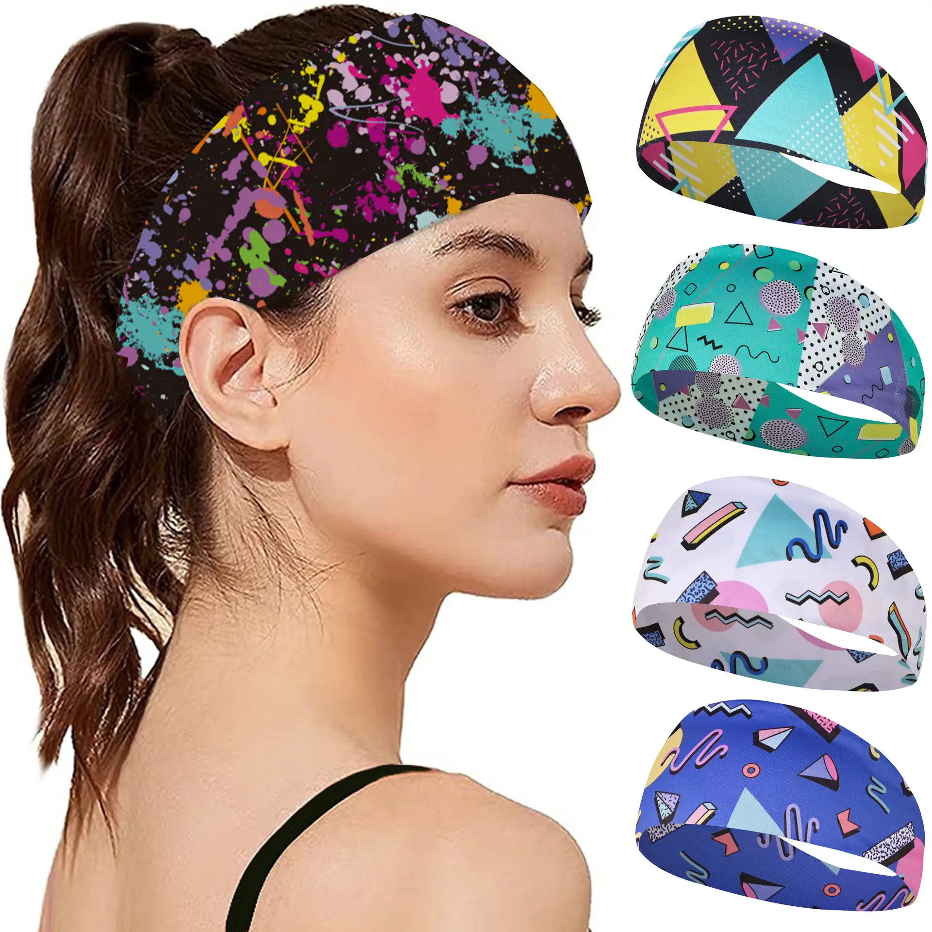 Retro Print Yoga Running Headband with Colorful Design - Image 21