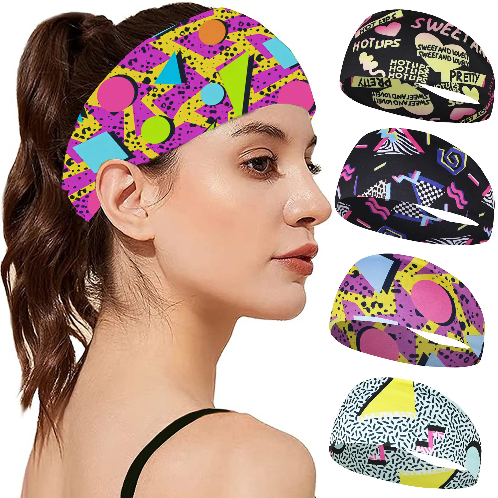 Retro Print Yoga Running Headband with Colorful Design - Image 22