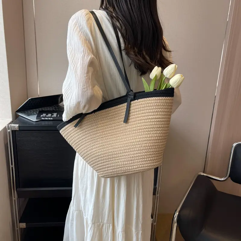 Woven Straw Travel Crossbody Bag for Women