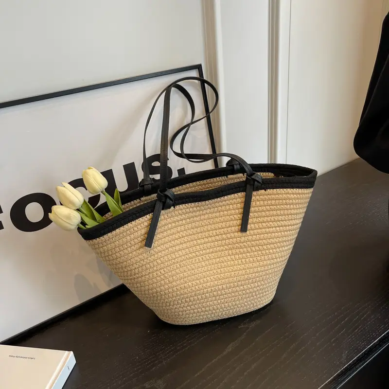 Woven Straw Travel Crossbody Bag for Women