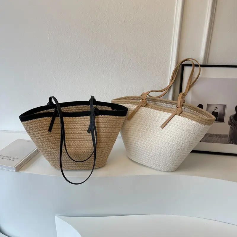 Woven Straw Travel Crossbody Bag for Women