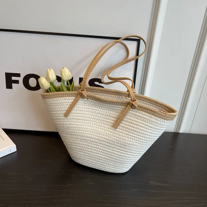 Woven Straw Travel Crossbody Bag for Women