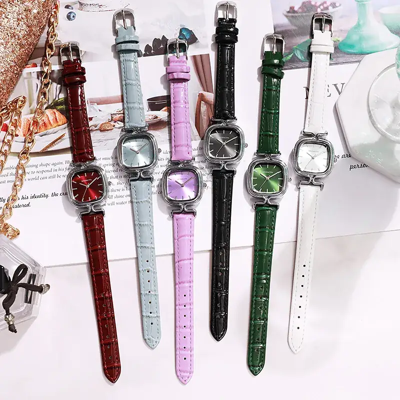 Green Gemstone Women's Watch with Thin Band