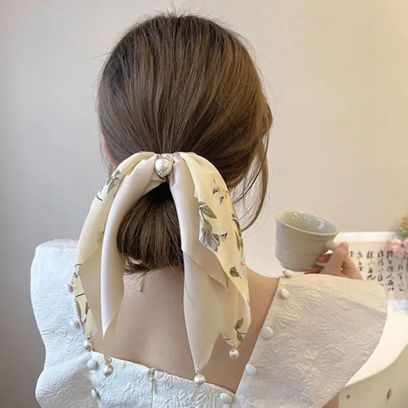 Elegant Floral Pearl Ribbon Hair Bands for Women — feature 15