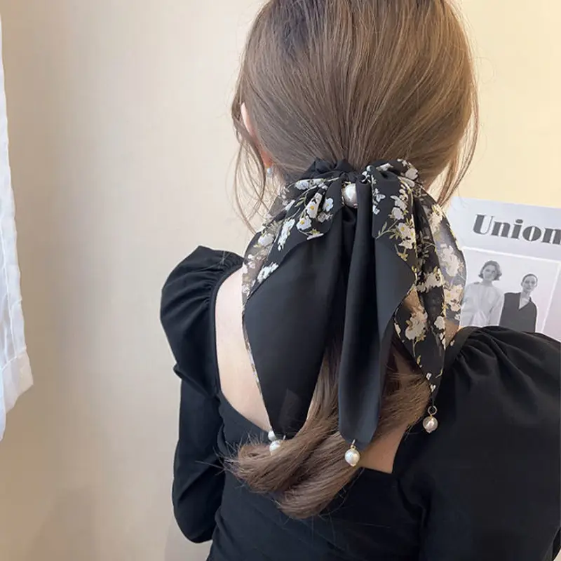 Elegant Floral Pearl Ribbon Hair Bands for Women — feature 17