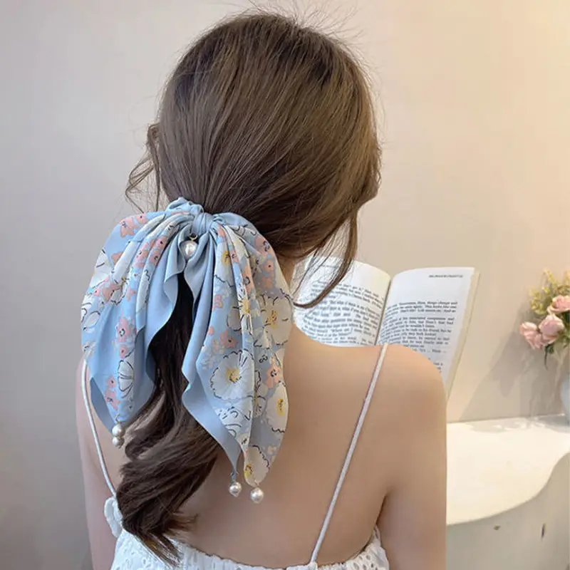 Elegant Floral Pearl Ribbon Hair Bands for Women — feature 9