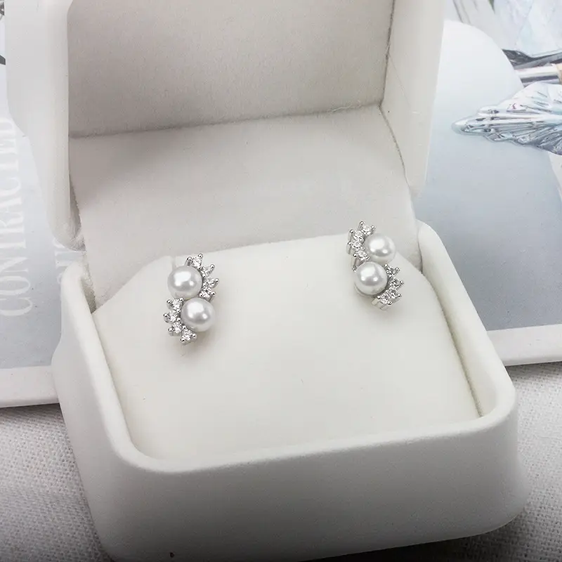 S925 Sterling Silver Pearl Earrings Mini Size - Image 2
