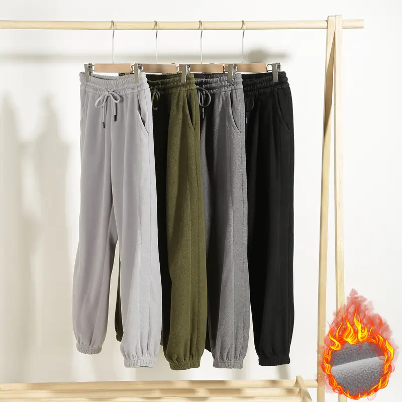 Dengjue Men's Fleece Jogger Pants Gray Olive Black