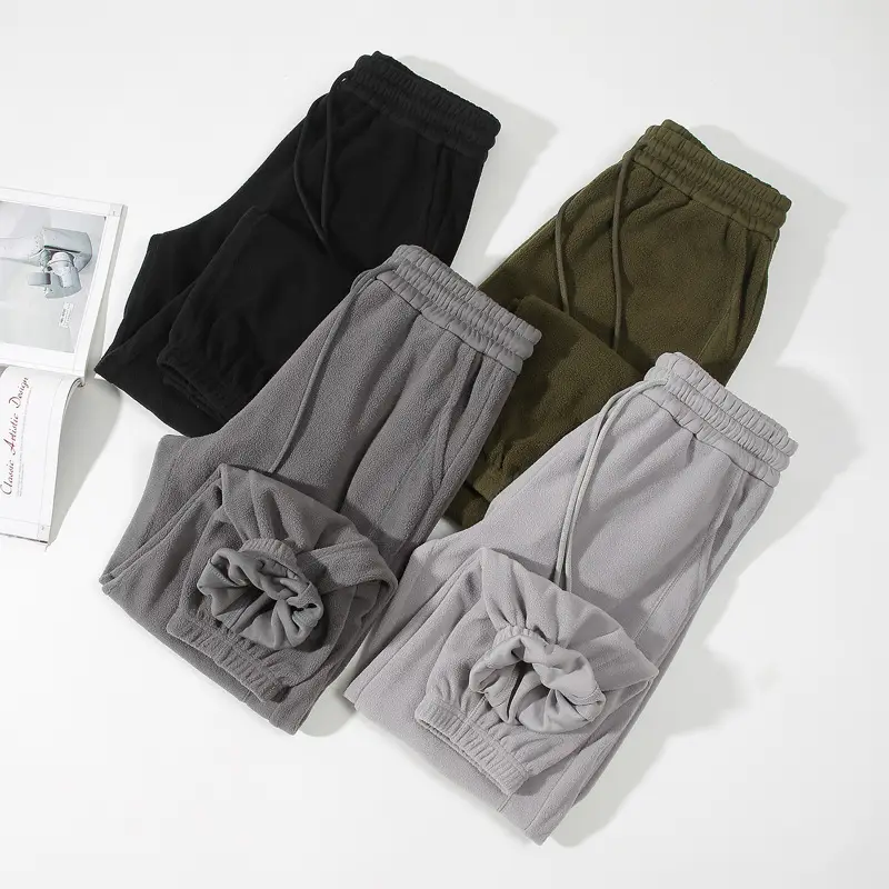 Dengjue Men's Fleece Jogger Pants Gray Olive Black
