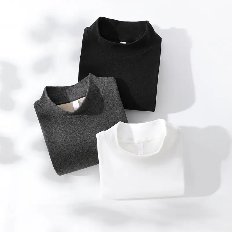 Men Velvet Long Sleeve T-Shirt Black Brown White - Image 12