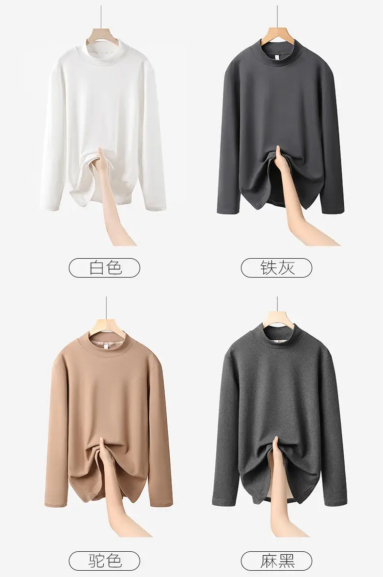Men Velvet Long Sleeve T-Shirt Black Brown White — feature 11
