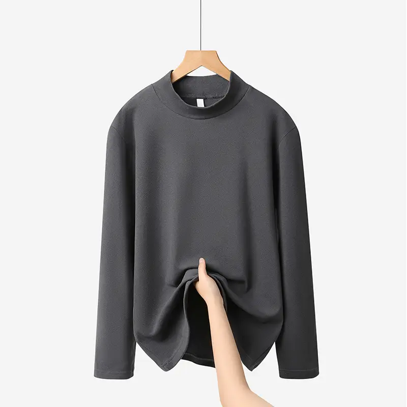 Men Velvet Long Sleeve T-Shirt Black Brown White - Image 3
