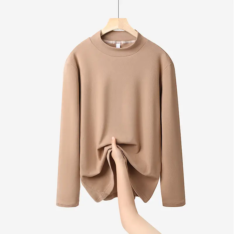 Men Velvet Long Sleeve T-Shirt Black Brown White - Image 4