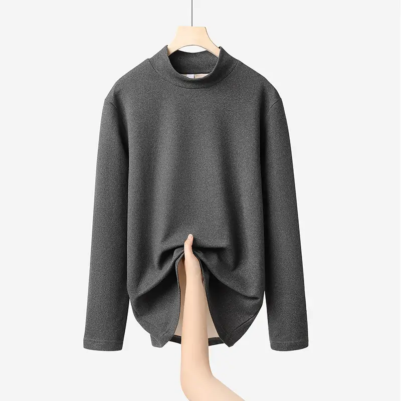 Men Velvet Long Sleeve T-Shirt Black Brown White - Image 5