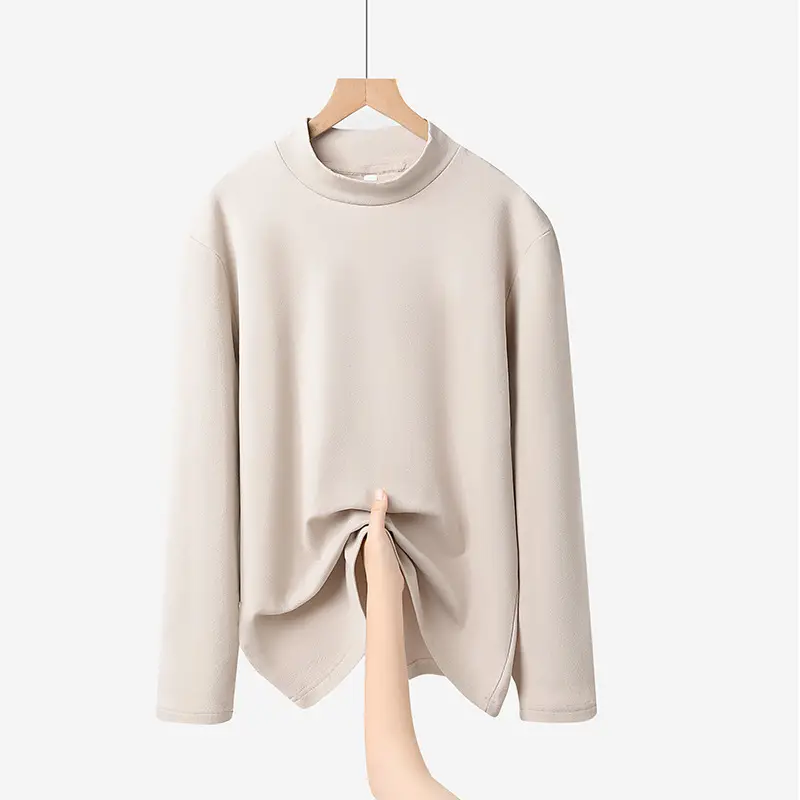 Men Velvet Long Sleeve T-Shirt Black Brown White - Image 7