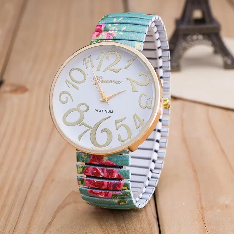 Cross-border Fashion Jewelry Watch with Printed Belt